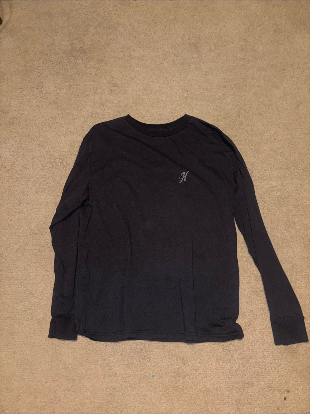 Hooey Black Long-Sleeve Crewneck Shirt with Subtle H Detail